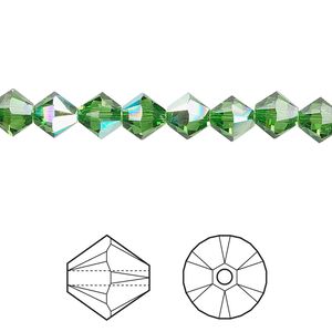 Bead 24pk fern green AB, Crystal Passions® 6mm bicone 5328