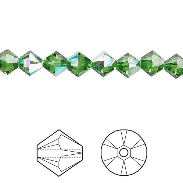 Bead 24pk fern green AB, Crystal Passions® 6mm bicone 5328 image number 0