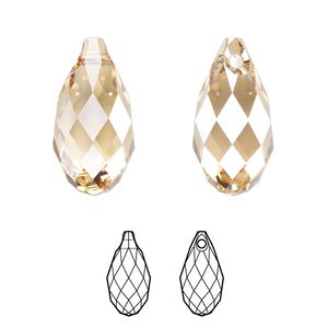 Briolette 1pk crystal golden shadow, Crystal Passions® 21x10.5mm pendant drop 6010