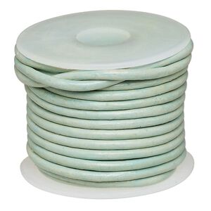 Cord, leather (dyed), sky blue, 2-2.2mm round. Sold per 5-yard spool.