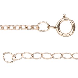 Chain 1pkg1 14Kt rose gold-filled cable, 1.9mm flat / springring clasp, 18 inch
