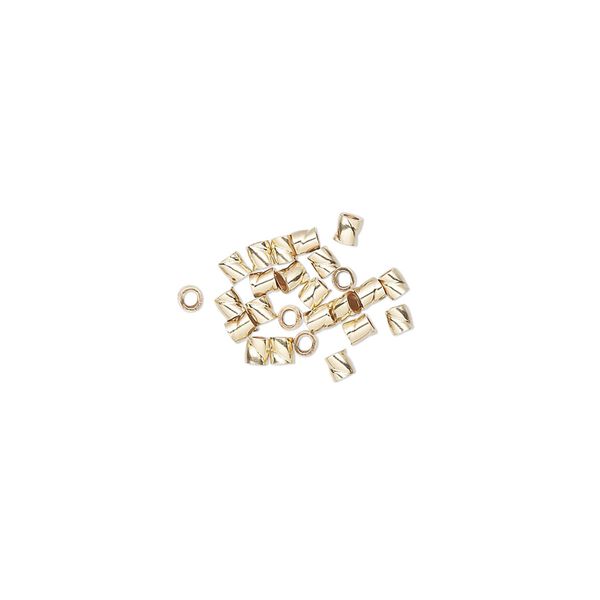 Crimp, 14Kt gold-filled, 1.9x1.8mm twisted tube. Sold per pkg of 25. image number 0