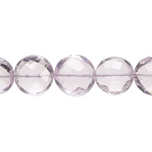 Lavender amethyst 1pkg1, hand-cut faceted puffed flat round bead natural 8 inch 11-13mm