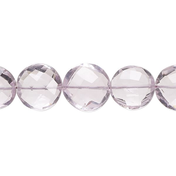 Lavender amethyst 1pkg1, hand-cut faceted puffed flat round bead natural 8 inch 11-13mm image number 0