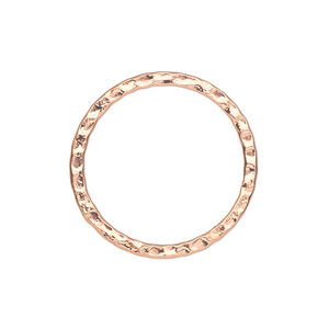 Component, copper-plated steel, 25mm double-sided hammered open round. Sold per pkg of 10.