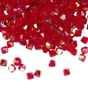 Bead 48pk light Siam AB, Preciosa Czech crystal 4mm bicone