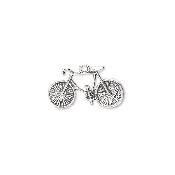 Charm, antiqued sterling silver, 19x10mm bike. Sold individually. image number 0