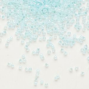 Seed bead, Delica®, glass, pkg/250g, #11 round, opaque inside dyed color luster light aqua (DB-0239).