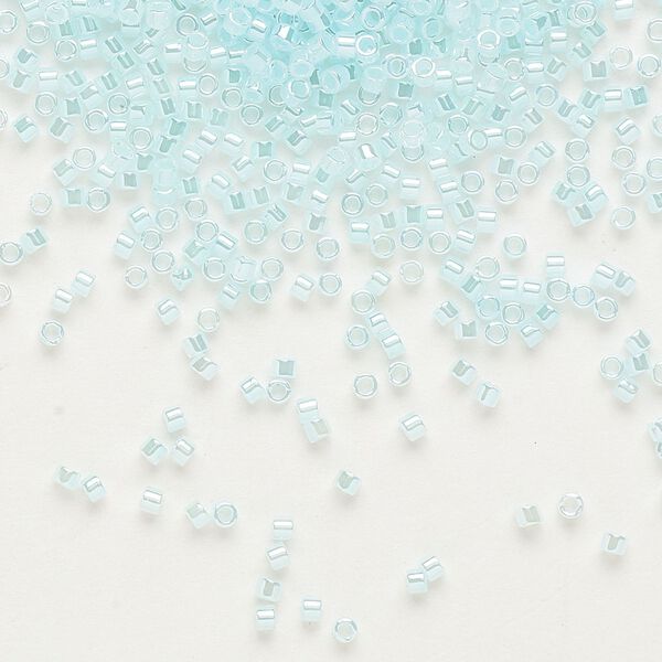 Seed bead, Delica®, glass, pkg/250g, #11 round, opaque inside dyed color luster light aqua (DB-0239). image number 0