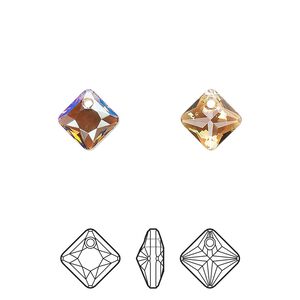 Drop 4pk light Colorado topaz shimmer, Crystal Passions® 9mm pendant princess cut 6431