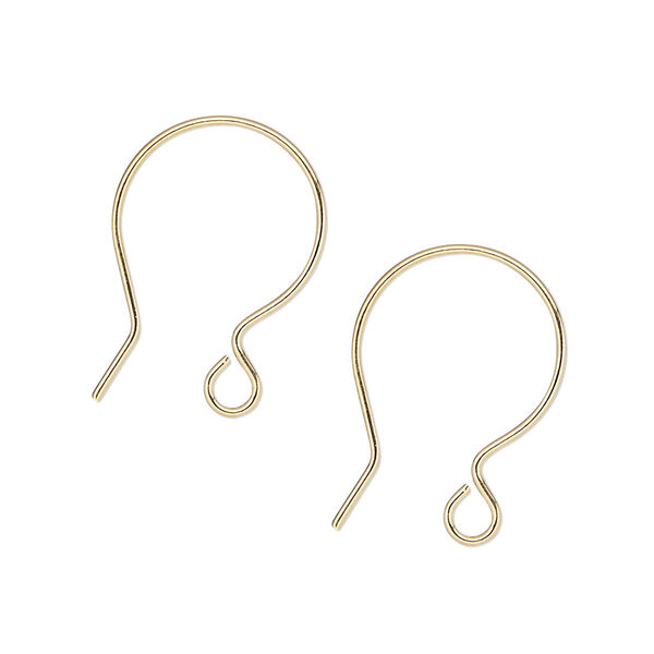 Ear wire, gold-plated brass, 20mm French hook with open loop, 20 gauge. Sold per pkg of 10 pairs. image number 0