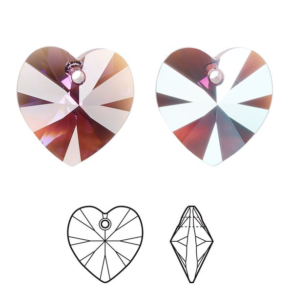Drop 2pk amethyst shimmer, Crystal Passions® 18mm pendant heart 6228 image number 0