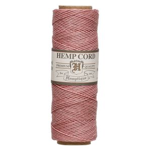 Cord, Hemptique®, polished hemp, dusty pink, 0.5mm, 10-pound test. Sold per 205-foot spool.