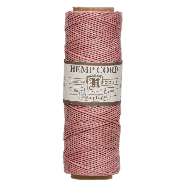 Cord, Hemptique®, polished hemp, dusty pink, 0.5mm, 10-pound test. Sold per 205-foot spool. image number 0