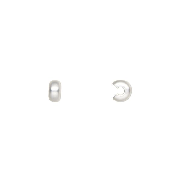 Crimp cover, silver-plated brass with satin finish, 4mm round. Sold per pkg of 100. image number 0