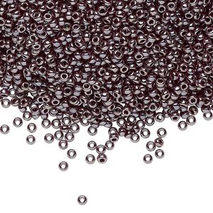 Seed bead, Miyuki, glass, pkg/25g, #11 rocaille, opaque luster gunmetal, (RR-436).