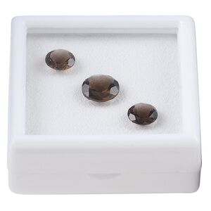 Smoky quartz 1pkg3, hand-cut faceted round gem 8mm / 10mm