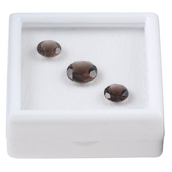 Smoky quartz 1pkg3, hand-cut faceted round gem 8mm / 10mm image number 0