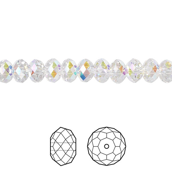 Bead 144pk crystal AB, Crystal Passions® 6x4mm rondelle 5040 image number 0