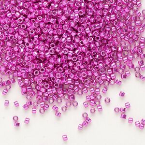 Seed bead, Delica®, glass, pkg/250g, #11 round, opaque galvanized hot pink (DB-0425).