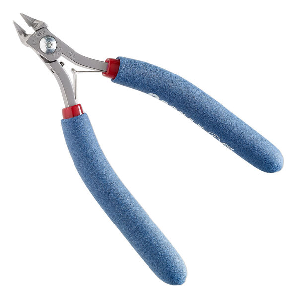 Pliers, Tronex®, 7223 razor flush-cutter, steel and rubber, red / blue / white, 5-1/2 inches. Sold individually. image number 0