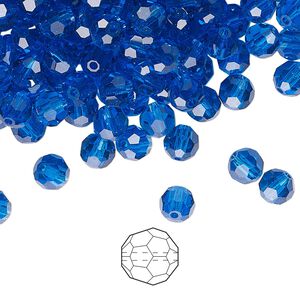 Bead 144pk Capri blue, Preciosa Czech crystal 5mm round