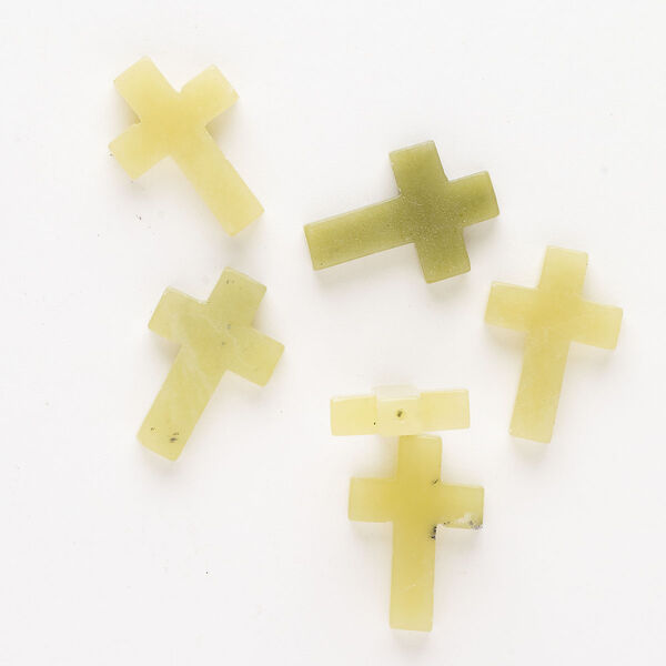 Olive new "jade" 1pkg6, half-drilled cross drop natural B grade, 21x14mm-22x15mm image number 0