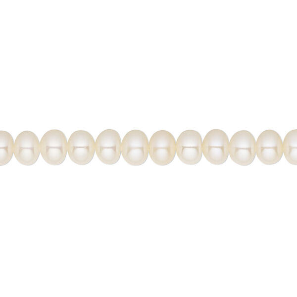 Pearl, White Lotus™, cultured freshwater (bleached), white, 4.5-5mm button, A- grade, Mohs hardness 2-1/2 to 4. Sold per 15-1/2" to 16" strand. image number 0