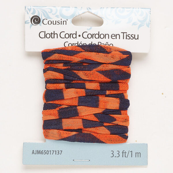 Cloth 1pkg1, flat round cord 1 meter orange / navy 5mm image number 0