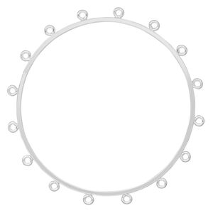 Bracelet component, bangle, silver-plated brass, 2mm wide with 16 closed loops, 7-1/2 inches. Sold individually.