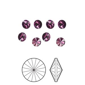 Chaton 8pk amethyst foil back, Preciosa MAXIMA Czech crystal rhinestone 8.16-8.41mm rivoli SS39