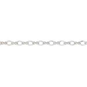 Chain 1pkg1 sterling silver figure 8, 2.3mm flat, 50 foot unfinished
