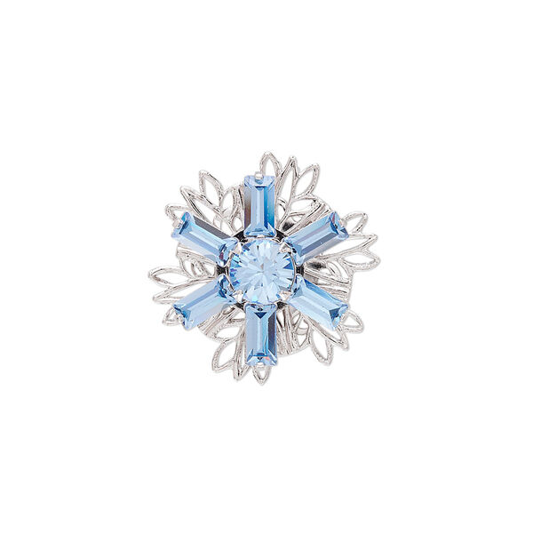 Sew-on 1pk light sapphire rhodium finish, Crystal Passions® 17mm flower 62002 image number 0