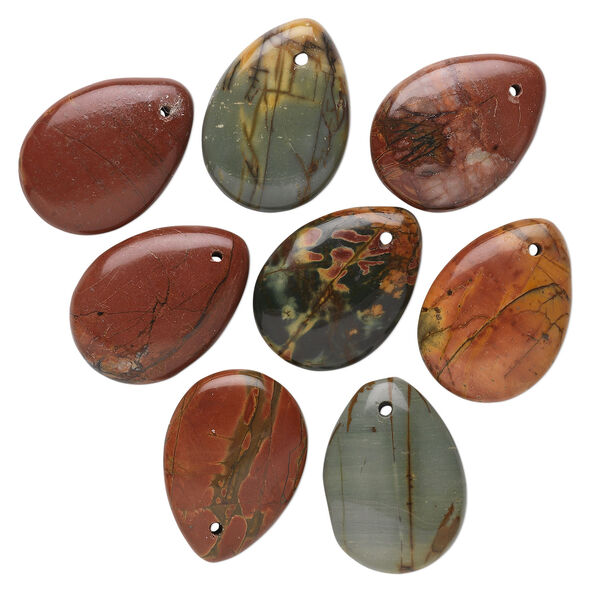 Red creek jasper 1pkg8, teardrop drop 25x18mm image number 3