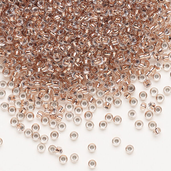 Seed bead, Miyuki, glass, pkg/250g, #11 rocaille, transparent copper-lined crystal clear, (RR-197). image number 0