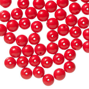 Bead, Czech glass druk, opaque orange, 6mm round. Sold per 15-1/2" to 16" strand.