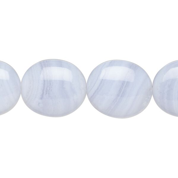Blue lace agate 1pkg1, flat oval bead natural 15.5-16 inch 16x14mm image number 0
