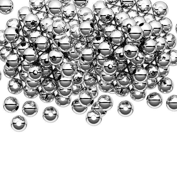 Bead, sterling silver, 4mm seamless-look round. Sold per pkg of 100. image number 0
