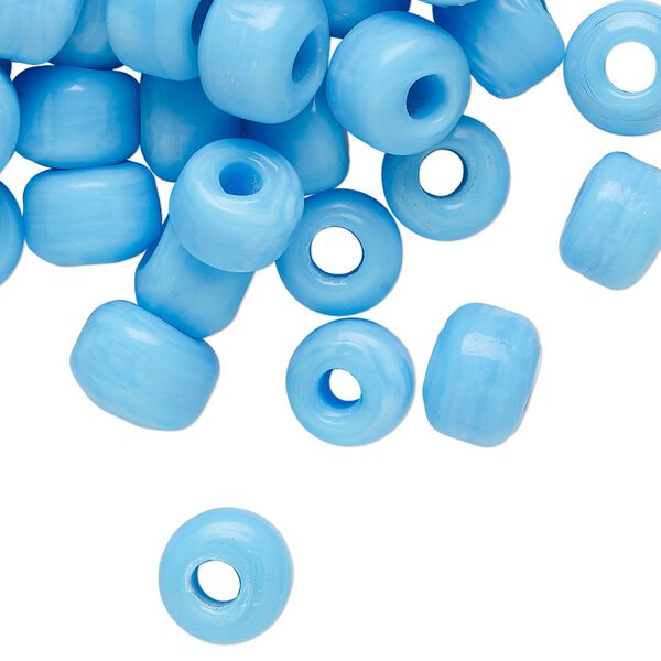 Bead, glass, opaque light blue, 9x7mm crow. Sold per pkg of 100. image number 0