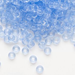 Seed bead, Miyuki, glass, pkg/250g, #6 rocaille, transparent light cornflower blue (RR-159L).