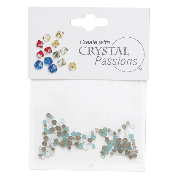 Flat back mix 1pkg120 Pacific opal and white opal, Crystal Passions&reg; rhinestone 1.7-2.7mm round SS5 / SS7 / SS9 image number 0