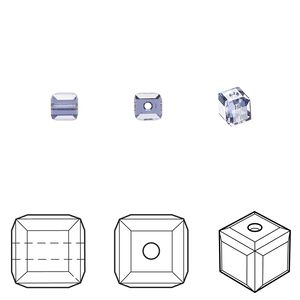 Bead 288pk tanzanite, Swarovski® 4mm cube 5601