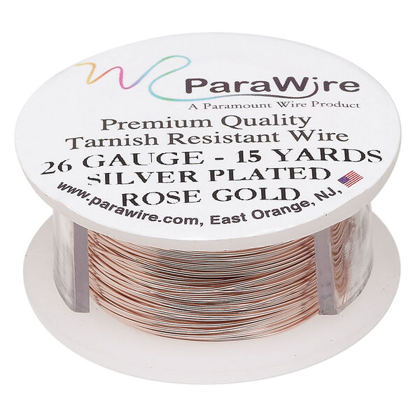 Wire, ParaWire™, rose gold-finished copper, round, 26 gauge. Sold per 15-yard spool. image number 0