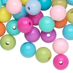 Bead, acrylic, opaque spring colors, 10mm round. Sold per pkg of 288 (2 gross).