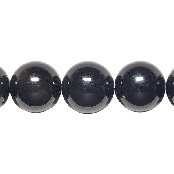Bead, rainbow obsidian (natural), 14mm round, B grade, Mohs hardness 5 to 5-1/2. Sold per 8-inch strand, approximately 10 beads. image number 0