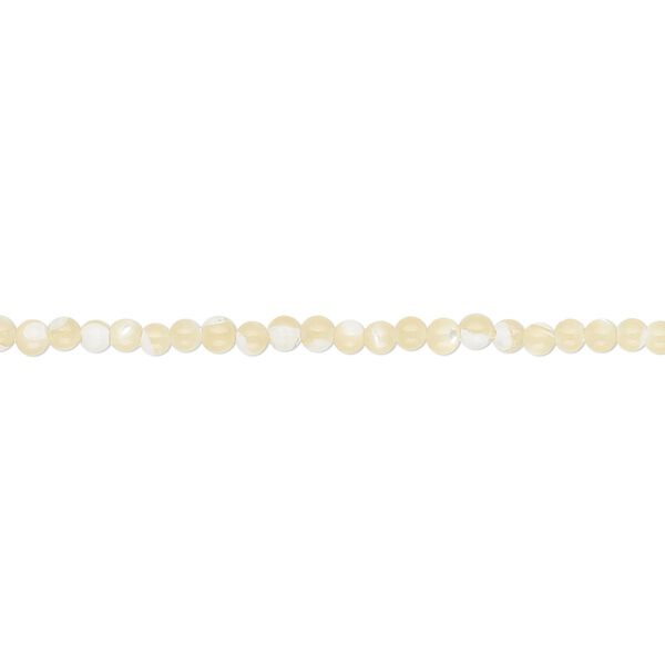 Bead, mother-of-pearl shell (natural), 2mm round, Mohs hardness 3-1/2. Sold per 15-1/2" to 16" strand. image number 0