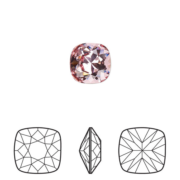 Fancy stone 6pk light rose foil back, Crystal Passions® 10mm cushion 4470 image number 0