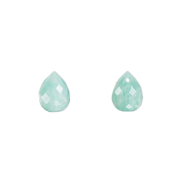 Bead, amazonite (natural), 10x8mm top-drilled faceted hand-cut teardrop, B grade, Mohs hardness 6 to 6-1/2. Sold per pkg of 2. image number 0