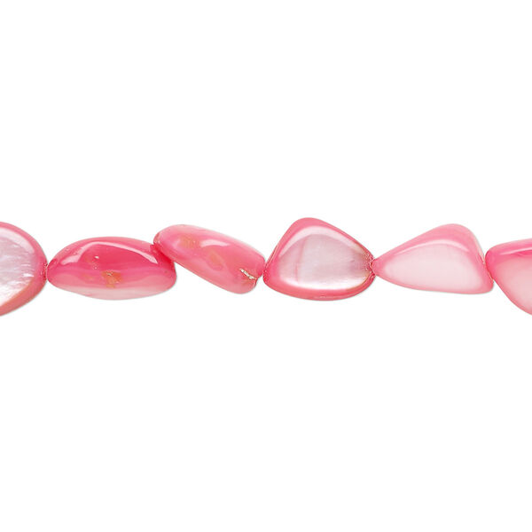 Bead, mother-of-pearl shell (dyed), blush, small to large pebble, Mohs hardness 3-1/2. Sold per 30-inch strand, approximately 99 beads. image number 0