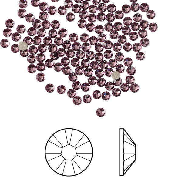 Flat back 144pk iris foil back, Crystal Passions® 2.1-2.3mm rose round SS7 2058 image number 0
